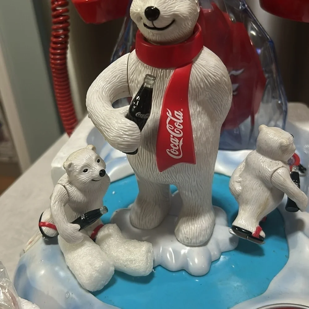 VTG 2000 Coca Cola Telephone Polar Bears Skating Lights Animated
